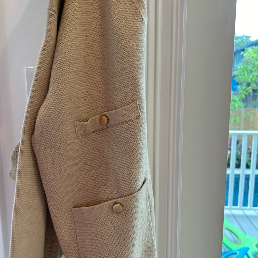 J.Crew Long V-Neck Sweater Blazer Light Khaki Size SMALL - Picture 6 of 6
